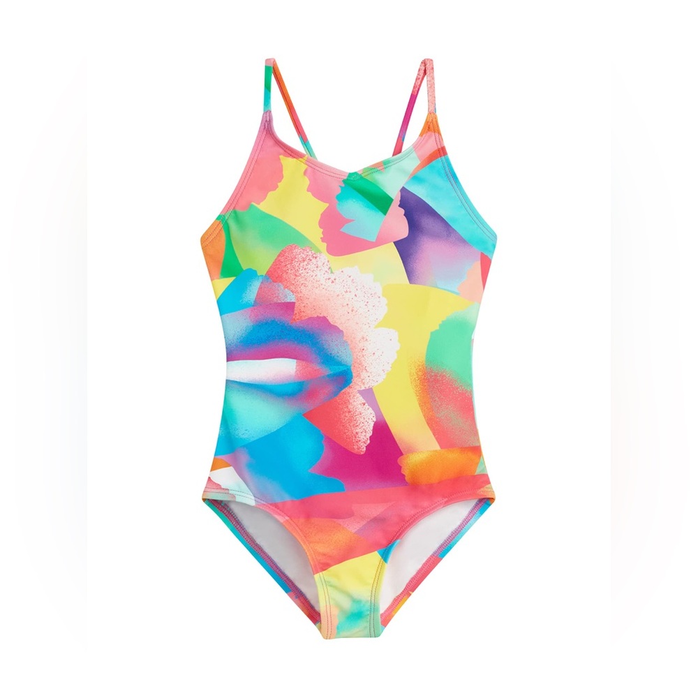 Kanu Surf UPF 50+ Multicolor Girls Swim One Piece - Sz 14